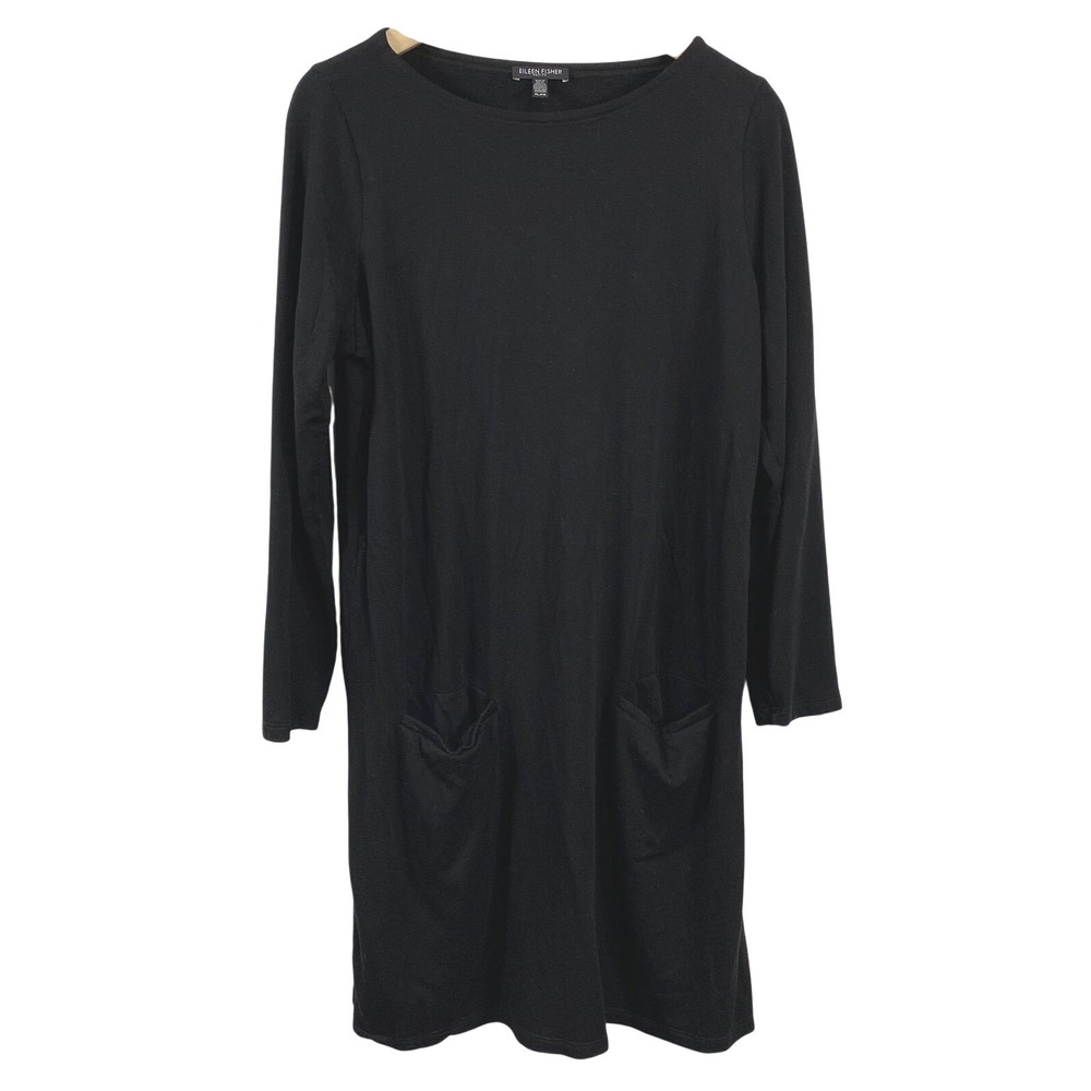Eileen‎ Fisher Womens Fleece Lined Long Sleeve Tencel Lyocell Blend Dress sz PL